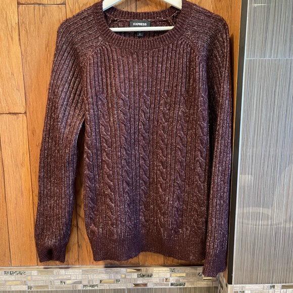 Express Sweaters - Express cable knit burgundy sweater small